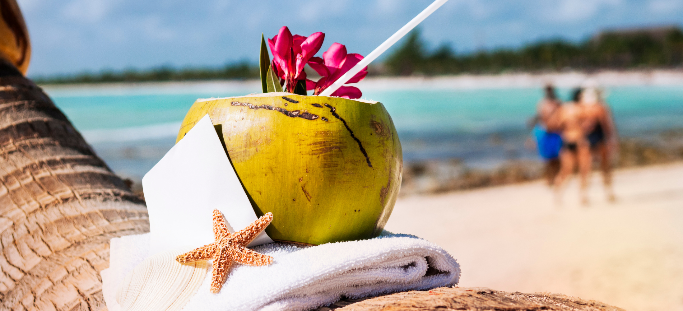 Coconut on a white beach